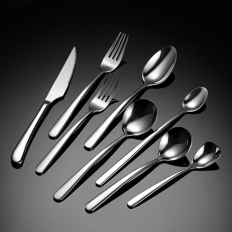 Elegant Thickeneded 304 Stainless Steel Tableware Steak Knife, Fork and Spoon Tableware Set Hotel Western Food Coffee Dessert Spoon