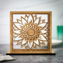 跨境新品向日葵餐巾架乡村风木质餐桌展示架 木制工艺品桌面摆件