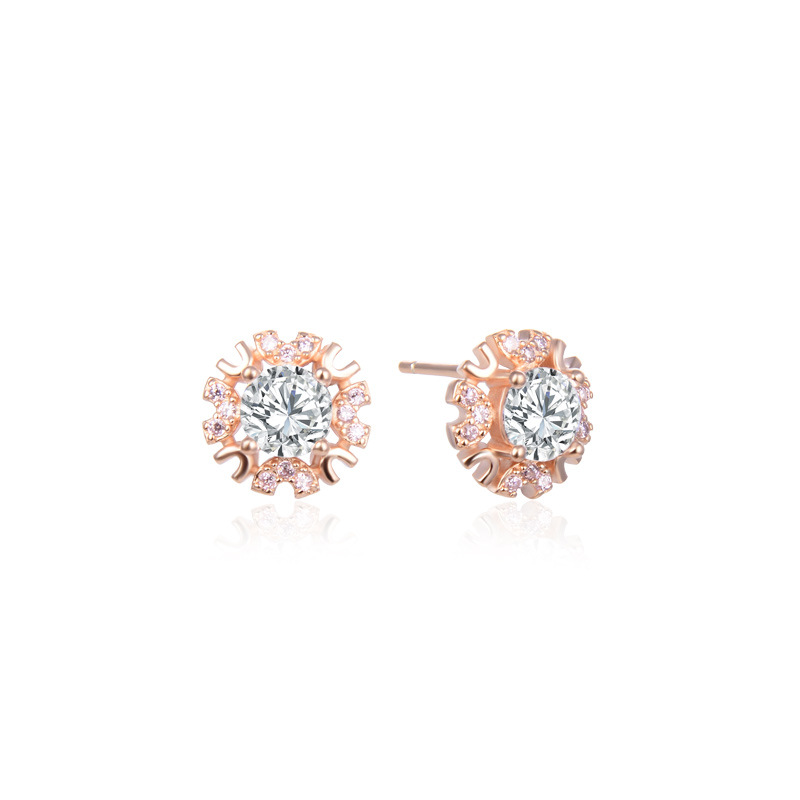 Accesorios incrustados de diamantes frescos estilo japonés y coreano s925 pendientes de circón de plata pendientes de moda de flores para mujeres