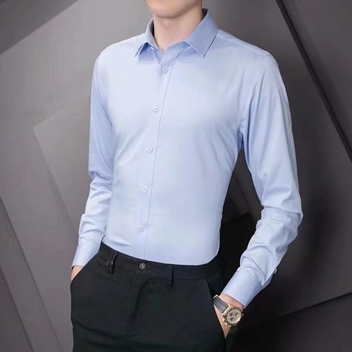 Men's Summer Pink Shirt Short Sleeve Business Casual Professional Dress Pure Color Half Sleeve Collar Shirt Men's Shirt Fashion