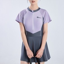 2025新款连体裙游泳衣运动款涤纶保守游泳池拉链易穿脱3002学生款