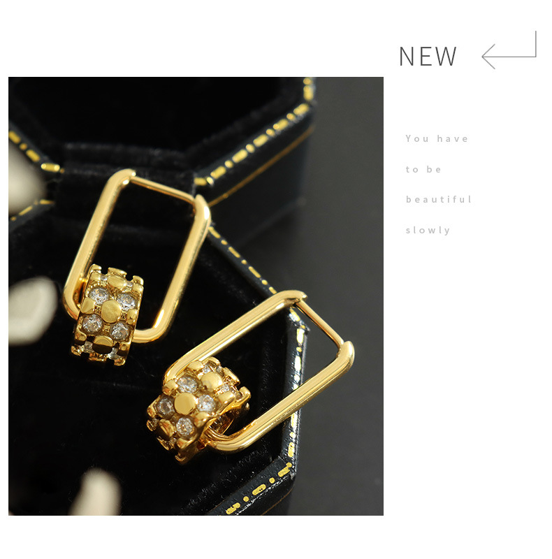 Retro Geometric Titanium Steel Copper Plating Zircon Earrings 1 Pair
