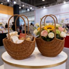 手提花篮田园风系列仿藤条编织鲜花绿植客厅装饰节日伴手礼收纳筐