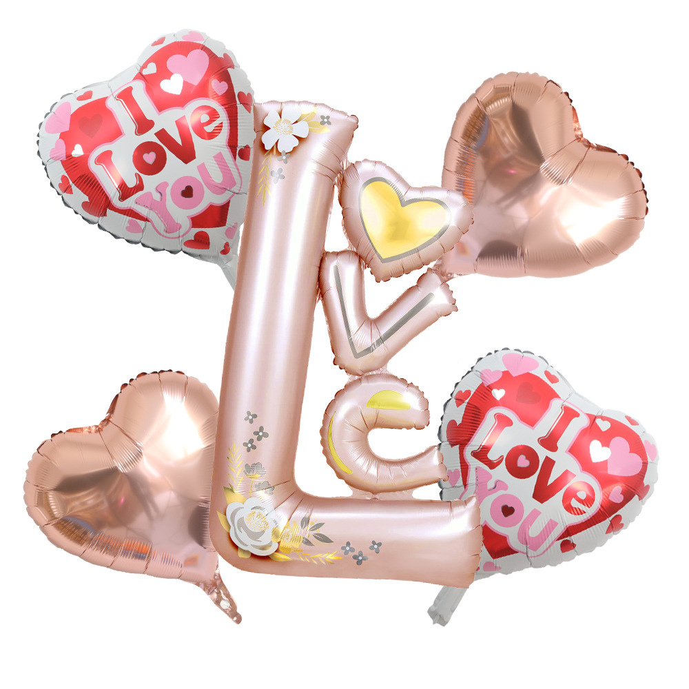 Valentine's Day Cute Romantic Letter Heart Shape Aluminum Film Party Festival Balloons display picture 2