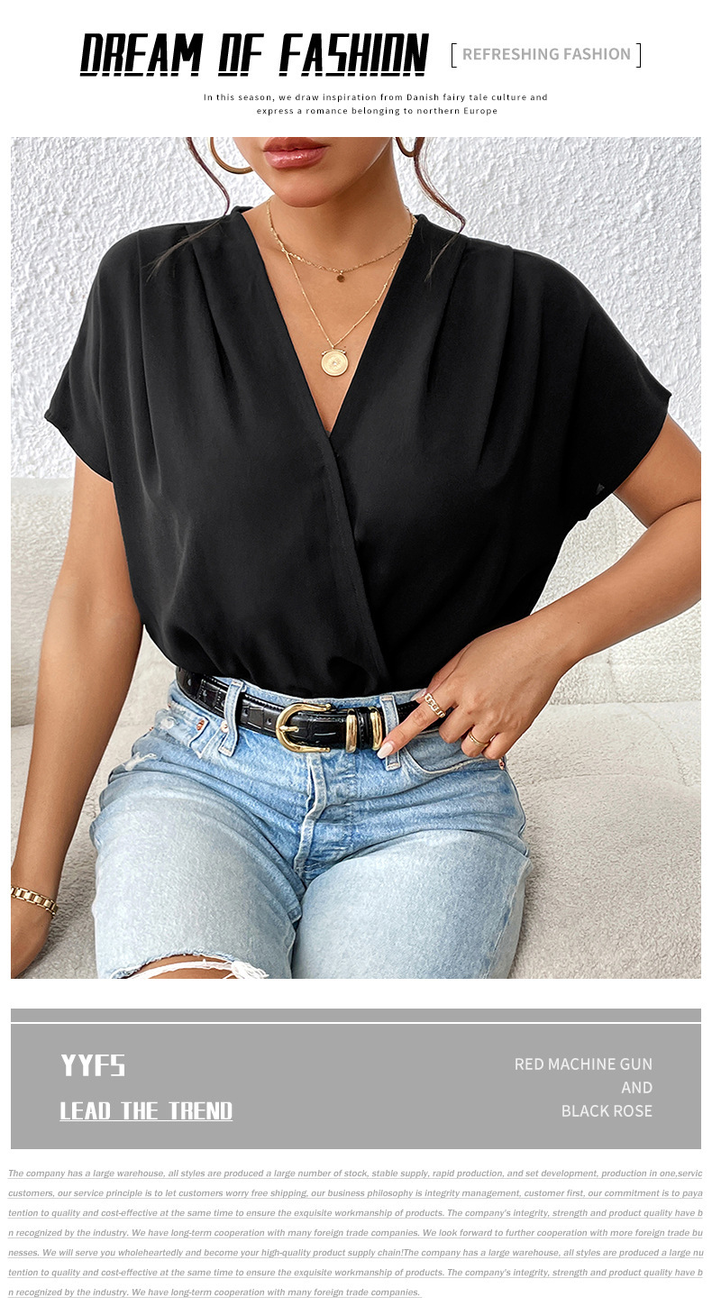 Chillgio Frauen soild lässig elegante Cat suits schicke koreanische Bluse Büro Stram pler Sommer V-Ausschnitt schlanke einteilige Kombination insgesamt – Detail 1