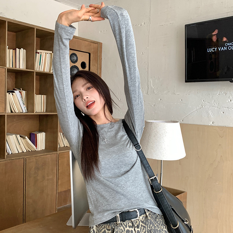 Sen Island Autumn and Winter Tencel Acetate Base Shirt Women's Wool Solid Color Round Neck Warm Knitted Sweater with Long Sleeve Top