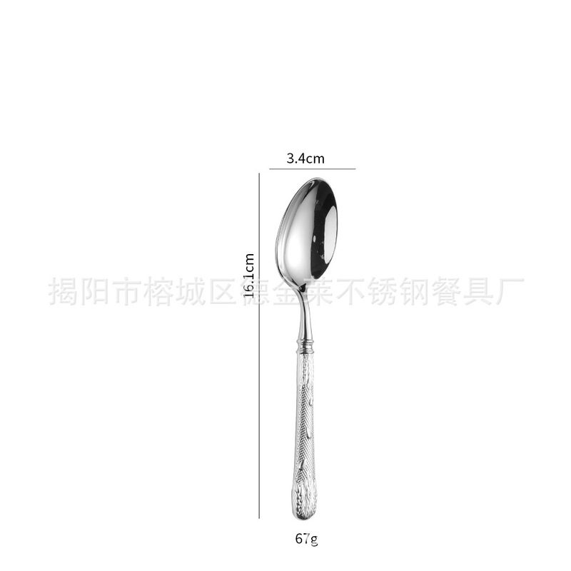 卸売304ステンレス食器ステーキナイフ・フォーク・スプーン食器セット デザートスプーン 軽奢レトロ洋食器セット|undefined