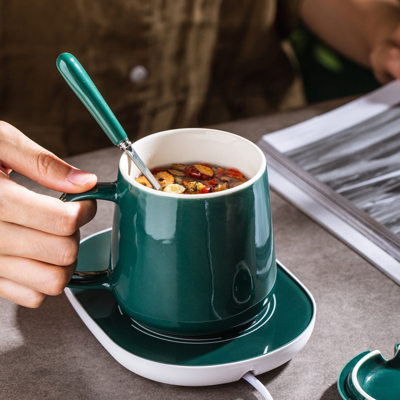 55 grados Taza de temperatura constante Taza de cerámica de aluminio Taza de café Taza de aislamiento de calor Taza de agua plana Taza de agua mayorista