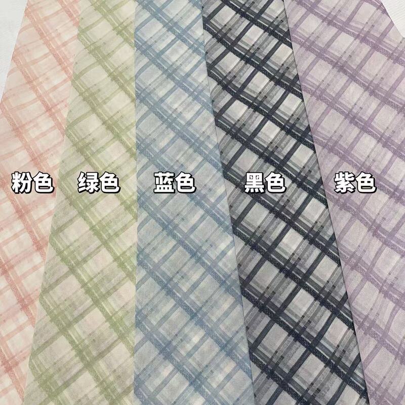 雪纺格仔数码印花 连衣裙柔软面料|undefined