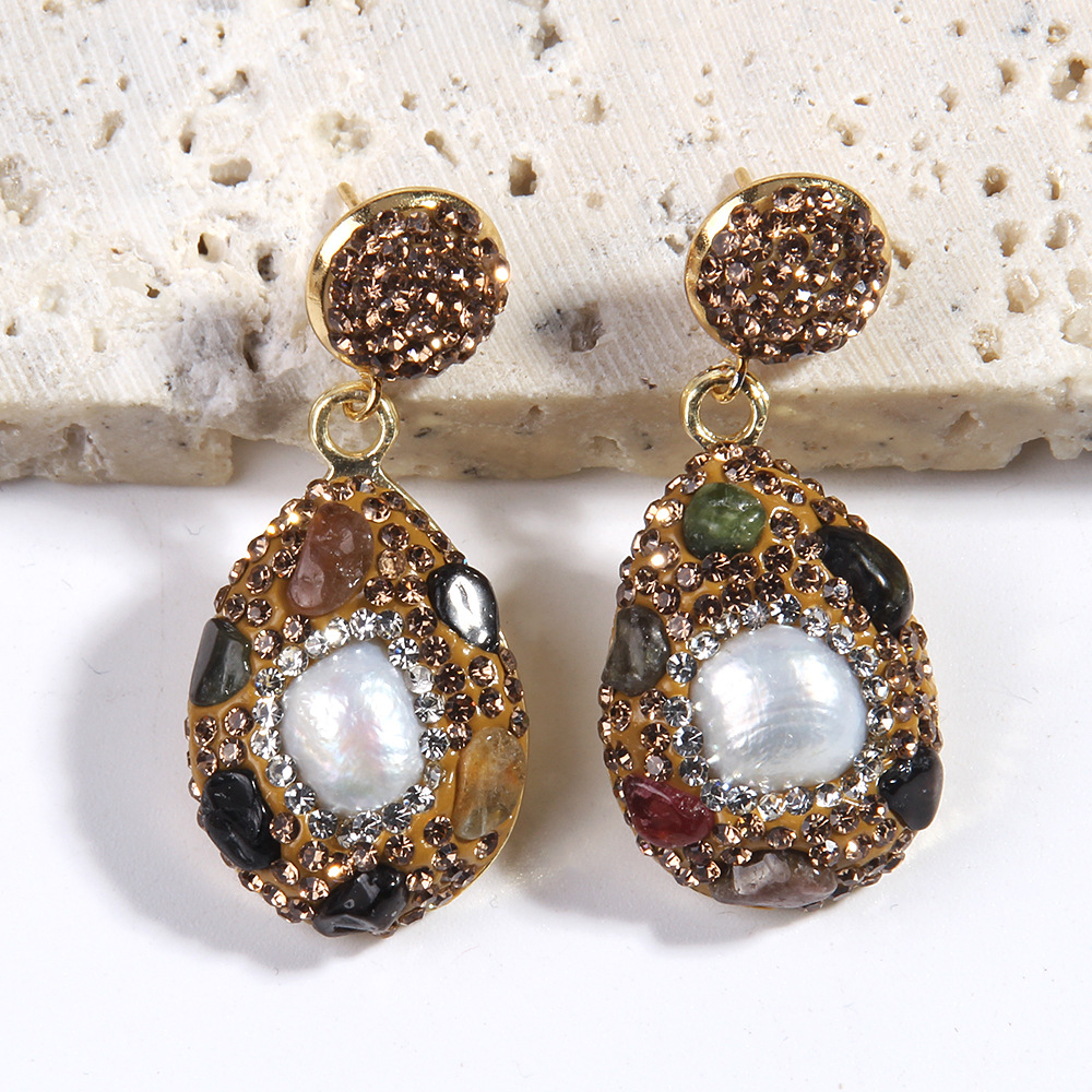 80g Weight Rhinestones Inlay Material Jewelry Set Classification Jewelry Set Quantity Holiday Occasion natural stone Material Geometric Pattern Women's Gender Inlay Design Vintage Style Style Vintage Style Geometric Natural Stone Rhinestones Jewelry Set In Bulk 3