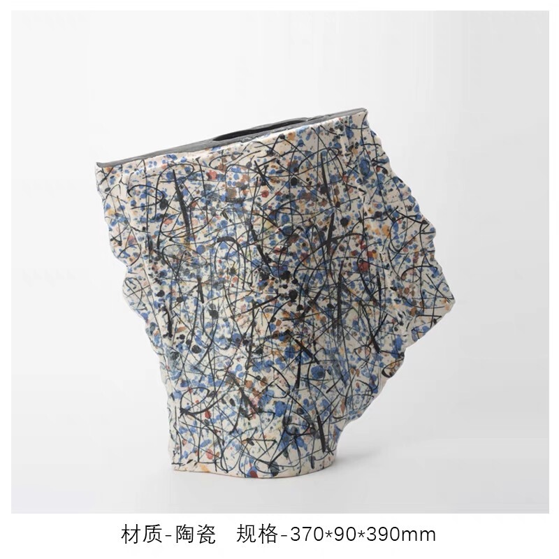 景徳鎮フランス中世法螺貝型手作りセラミック花瓶モデルルーム陶器ポット手描きビッグベリーフラワーアレンジメント装飾品|undefined