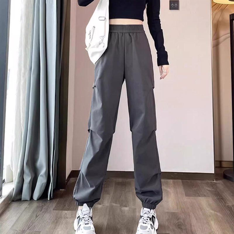 American-style fleece-lined Tooling Wide-leg Pants Women's Autumn and Winter High-waist Loose Retro Slimming Casual Foot-toe Mountaineering Sports Pants