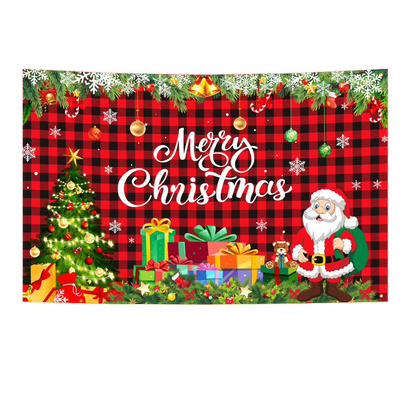 Amazonクロスボーダー新しいクリスマスカプレットドアカーテンお祭り雰囲気アレンジメントクリスマスフラッグ背景布バナー|undefined