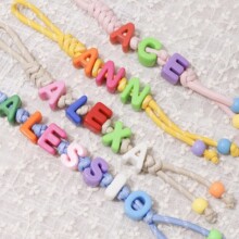 编织绳亚克力大孔字母珠diy手工包包钥匙扣挂件