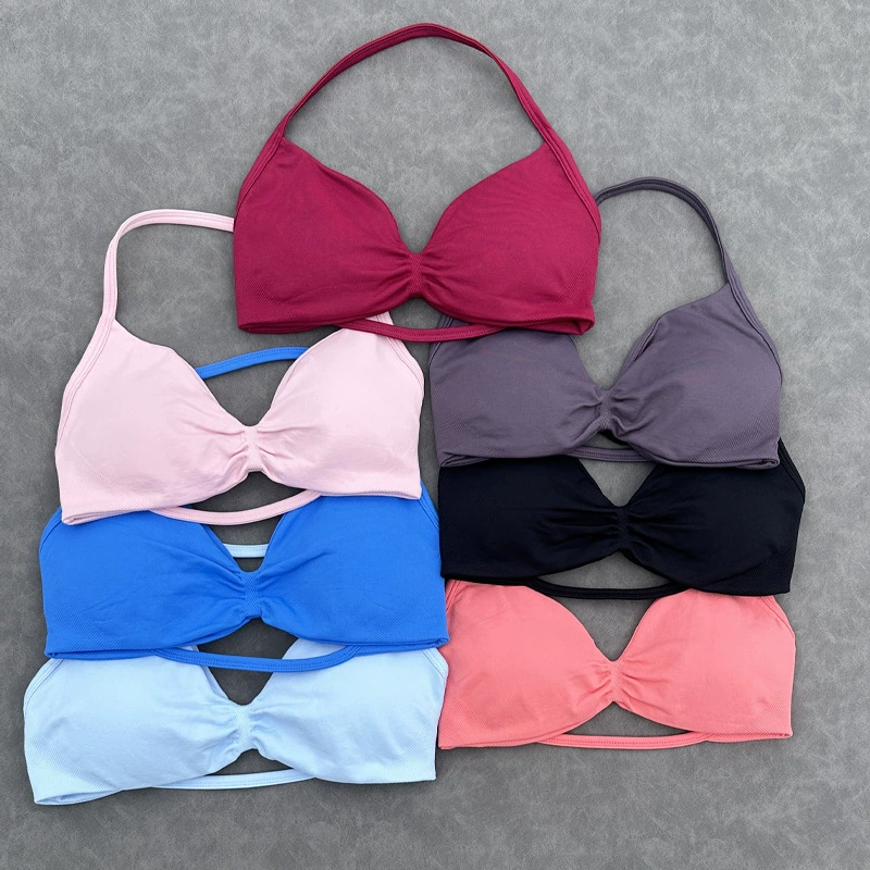 Популярный ультратонкий матовый нейлоновый бюстгальтер DF Amazon с высокой эластичностью, с подушечками для груди и красивым спортивным бюстгальтером на спине, жилет для йоги