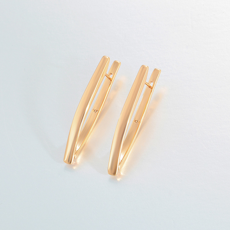 Pendientes de Hebilla en Forma de V de Aleación Chapado en 18K para Mujer