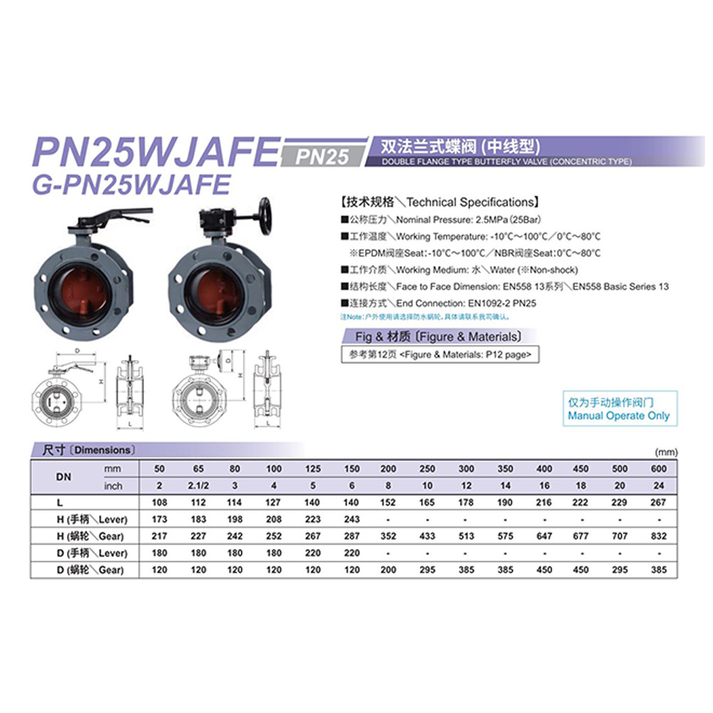 原装进口KITZ日本开滋北泽阀门  双法兰式蝶阀PN25WJAFE