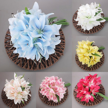 10头把束百合胶片3D打印胶皮仿真花花酒店装饰婚庆装饰家居摆件仿
