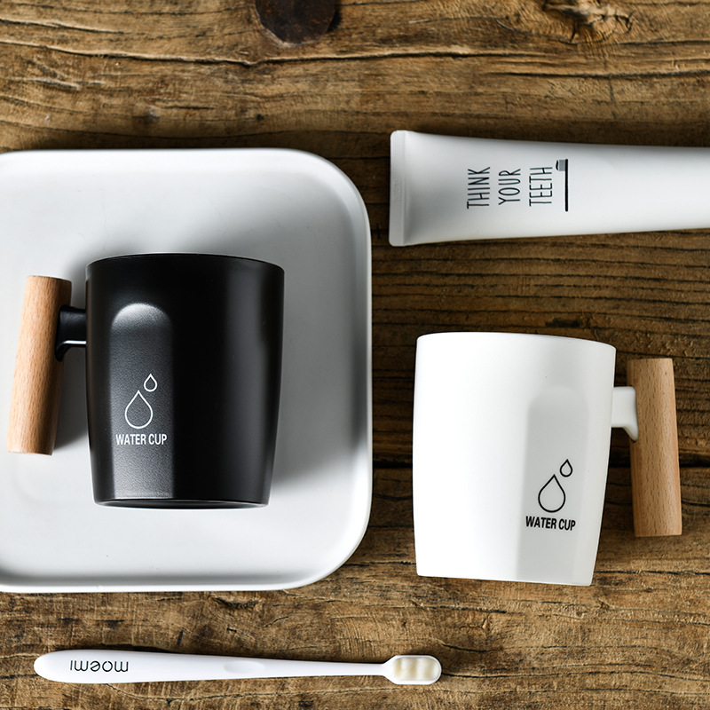 Zahnbürstenhalter Mit Holzgriff Im Nordischen Stil Für Das Bad_voghion.com