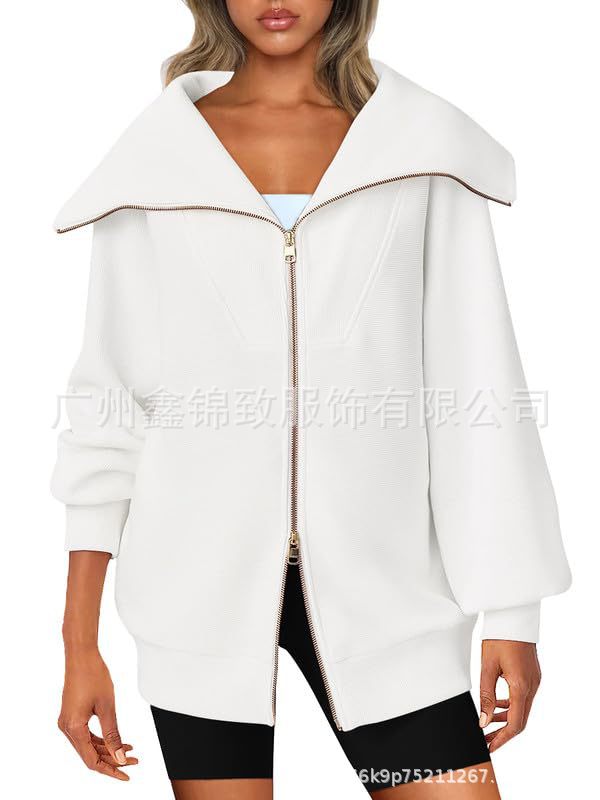 2023 Amazon mujeres de gran tamaño cremallera lindo sudadera chaqueta ropa 2023 otoño y el invierno la moda