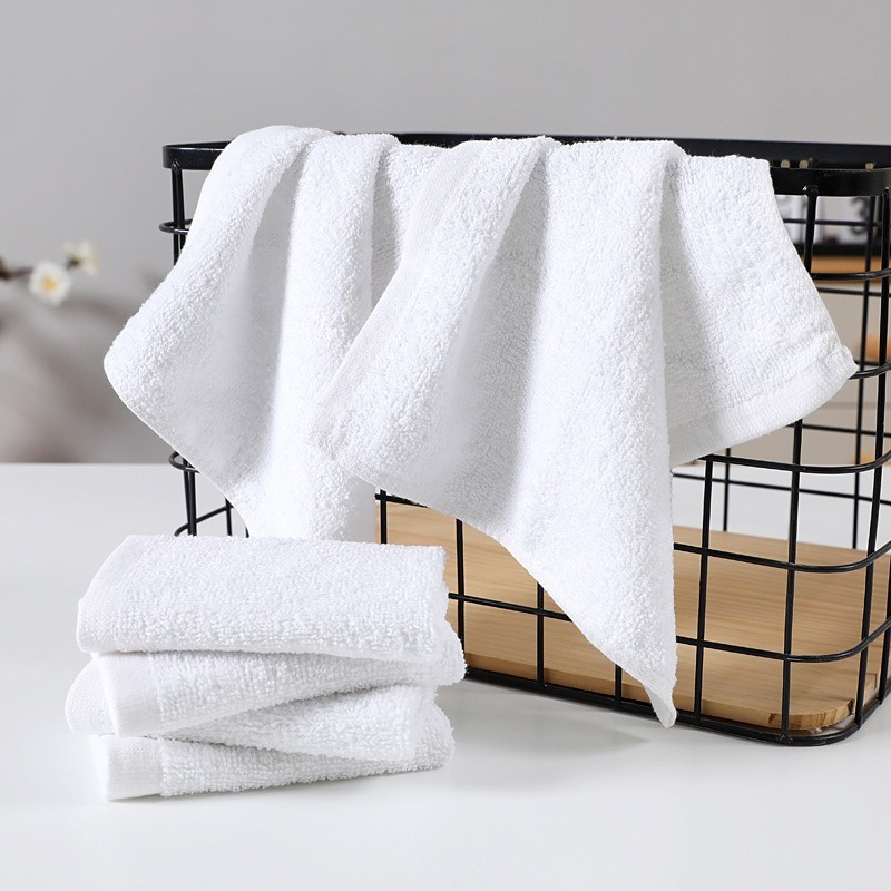 Pure Cotton White Towel, Hotel Ktv Cleaning Small Square Towel, All-Cotton Absorbent Kitchen and Dining Hand Towel, Customizable Logo