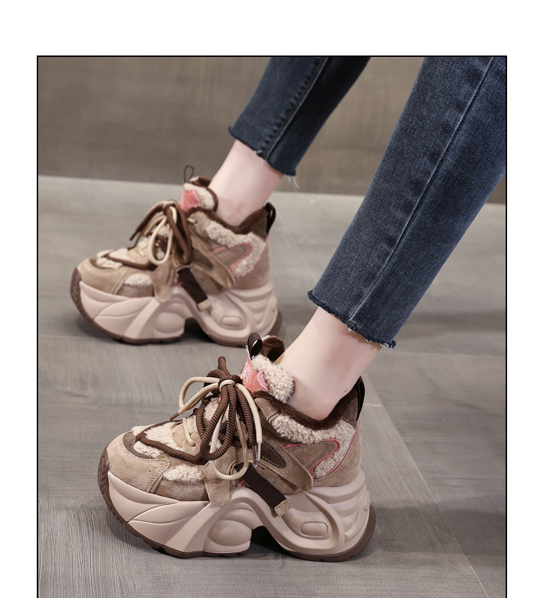 Giày sneaker nữ đế dày độn cao lót nhung mùa đông — Màu đen chi tiết 15