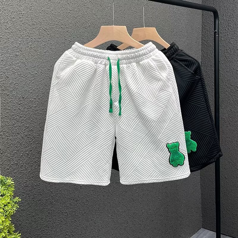 Men's Clothing Summer Casual Pants High Street Trendy Unisex 5/8 Length Shorts Light Luxury Style_viptrois.com