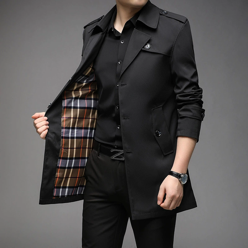 Осеннее модное trench coat, длинная куртка, перекрестная торговля, средняя длина