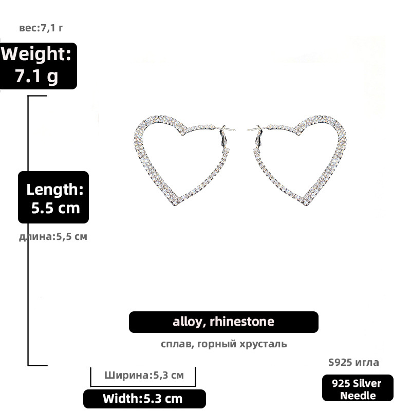 Nihaojewelry Fashion Hollow Heart-shaped Rhinestone Earrings Wholesale Jewelry display picture 2