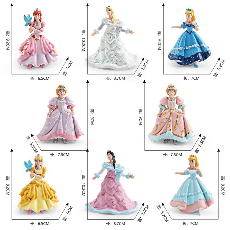 Simulación transfronteriza cuento de hadas modelo de muñeca rompecabezas PVC sólido princesa reina decoración de personajes juguetes