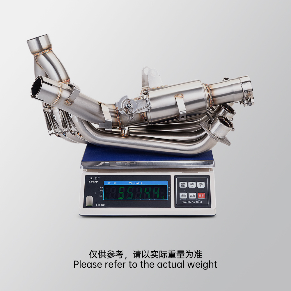 Motorcycle locomotive exhaust pipe Qianjiang race 800 stainless steel front double-channel valve 2023-2024