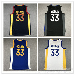 Embroidered basketball jersey Warriors No.33 Wiseman basketball jersey basketball jersey Warriors jersey