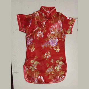 Wholesale brocade peony flower children's cheongsam retro children's dress big children's holiday performance clothes New Year dress