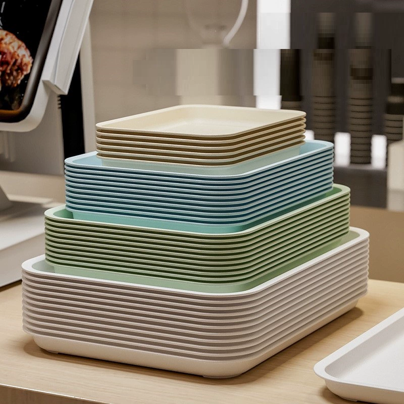 Бытовые пластиковые белые поддоны прямоугольные маленькие поддоны для коммерческих обеденных тарелок Ресторан Детский сад Отель Северная Европа Большая тарелка