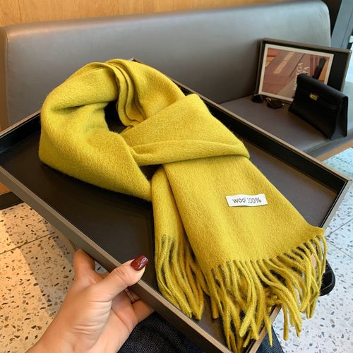 100% Wool Australian Pure Wool Scarf with Long Tassels, Warm Cashmere Shawl, Winter Warmth Knitted Neck Scarf for Couples