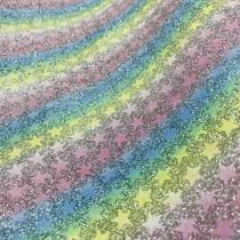 金葱细粉闪闪发光星星渐变印花皮革格力特面料