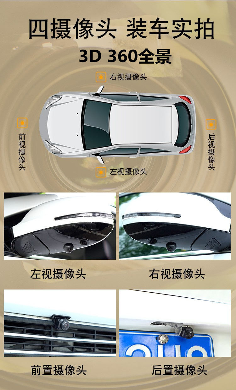 Car-mounted 360-degree panoramic lens high-definition night vision universal aftermarket modification camera, factory wholesale, supports sample orders