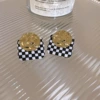 116# silver needle-alloy-black and white checkered