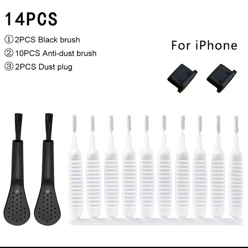 Type-C USB Port Toz Kapağı Telefon Şarj Girişi Metal Toz Kapağı Fırça ile Temizlik Seti