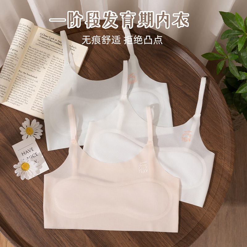 Children's Underwear Summer Ice Silk Developmental Period Girls Primary and Secondary School Students Adolescent Girls Vest Girls Bra