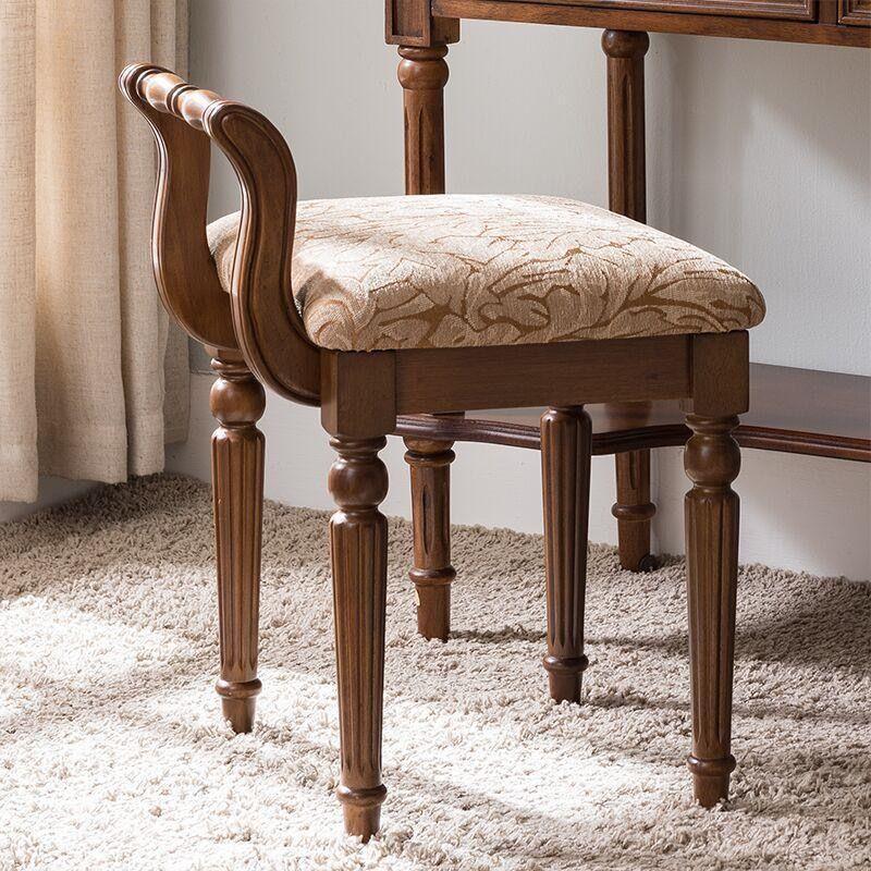American-style solid wood dressing stool with backrest, European-style modern minimalist princess desk, trendy makeup table chair