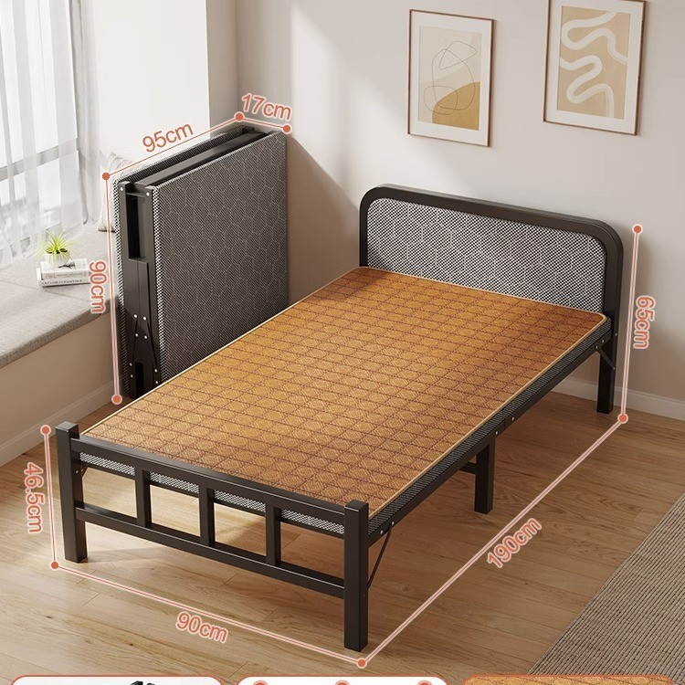 Cama plegable Cama simple para el hogar individual Cama supletoria Cama pequeña para el almuerzo de 1,2 m Cama de hierro dura para adultos