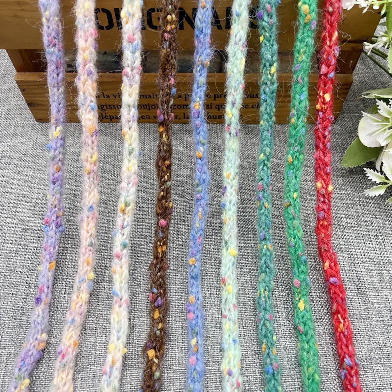 Chanel Style Handmade Woven Belt Mixed Colorful Mohair Sweatshirt Hat Rope DIY Headwear Accessories Socks Slippers Lace-Up Chanel Style Handmade Woven Belt Mixed Colorful Mohair Sweatshirt Hat Rope DIY Headwear Accessories Socks Slippers Lace-Up