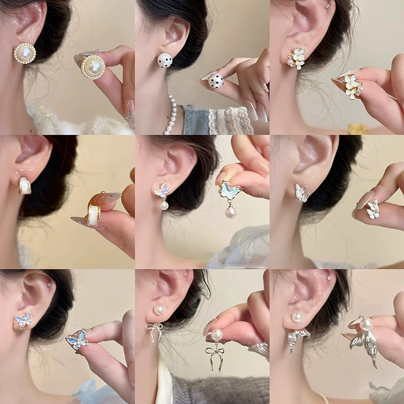 Серебряная игла из жемчуга, маленький цирконий, серьги, серебро 925 образец, опт