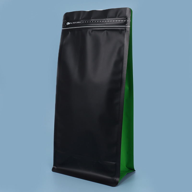 Spot bolsa de envasado de alimentos sellada de ocho lados válvula de gas de nuez cremallera lateral bolsa autovertical cremallera fácil de rasgar bolsa sellada de granos de café