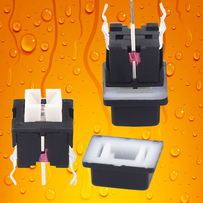 带灯轻触开关6*6*8.2红灯方带孔黑帽按键插脚耐温