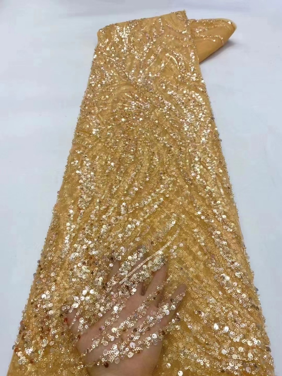 Vestido DE BODA francés tela tubo lentejuelas bordado nupcial ropa malla encaje francés encaje JX2353