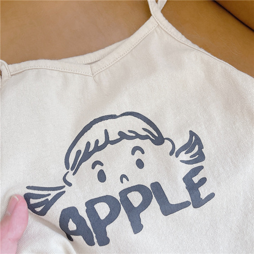 Korean children's clothing summer 2024 new girls Korean style halter top cartoon printed vest 21359