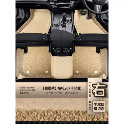 Mats – Universal Foot Pad - double-layer-carpet-beige-leatherbeige-thread-beige-cashmere-carpet