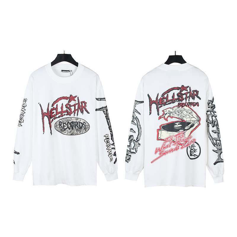 クロスボーダー卸売Hellstar地獄の星TShirt秋装美潮高街ゆるい長袖tシャツ男女潮|undefined